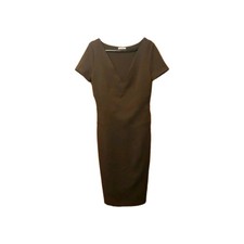 Prada Wool Dress Women Size EU 44 UK 12 Khaki Green Short Sleeved Autumn Fall 