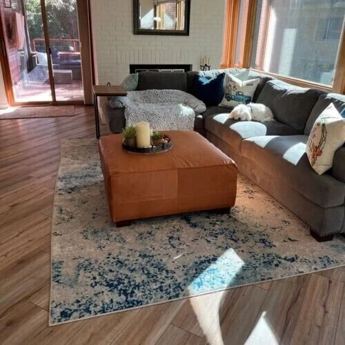 Brown Modern Large Ottoman Vintage Leather Pouffe 30'' Unstuffe - Image 3 of 4