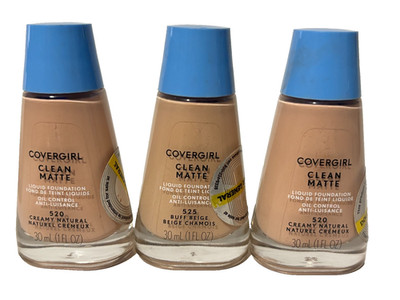 CoverGirl Clean Matte Liquid Oil Control Foundation 2x 520 Natural, 1x 525 Beige