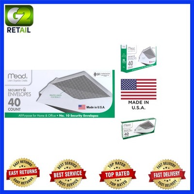 40 Count #10 Security Envelopes, Gummed Closure, Privacy Lining for Safe Mailing