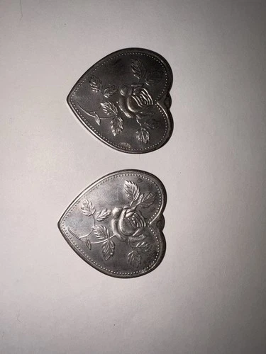 .999 Fine Silver Heart-Shaped Bullion Rounds Lot of 2, 1 oz Each, 2 oz Total