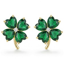 925 Silver Plated St. Patricks Day Earrings for Women Green Heart St. Patrick...