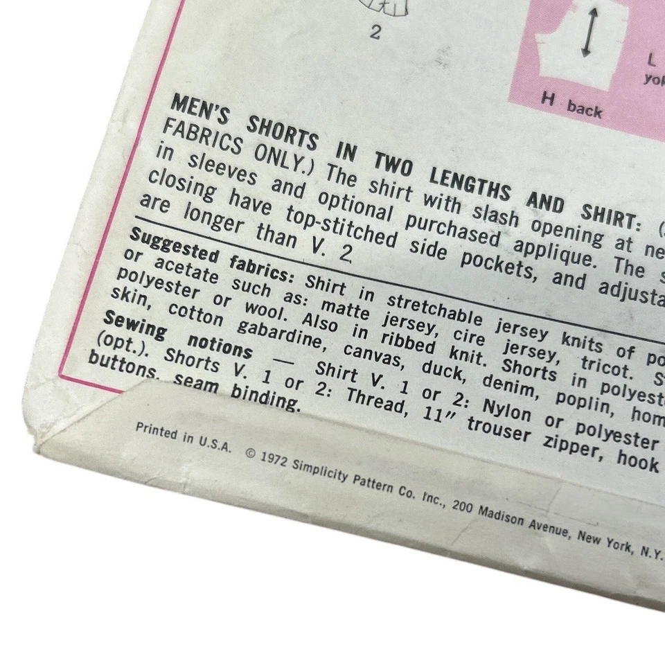 Men’s Vintage Pattern Simplicity 5044 1972 Knit Top SZ 36” Knit Shorts W 30” - Image 3 of 3