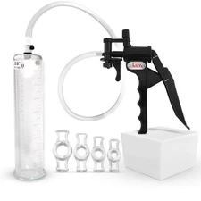 LeLuv Penis Pump TYRO 9 Inch Length Cylinder with 4 Constriction Rings