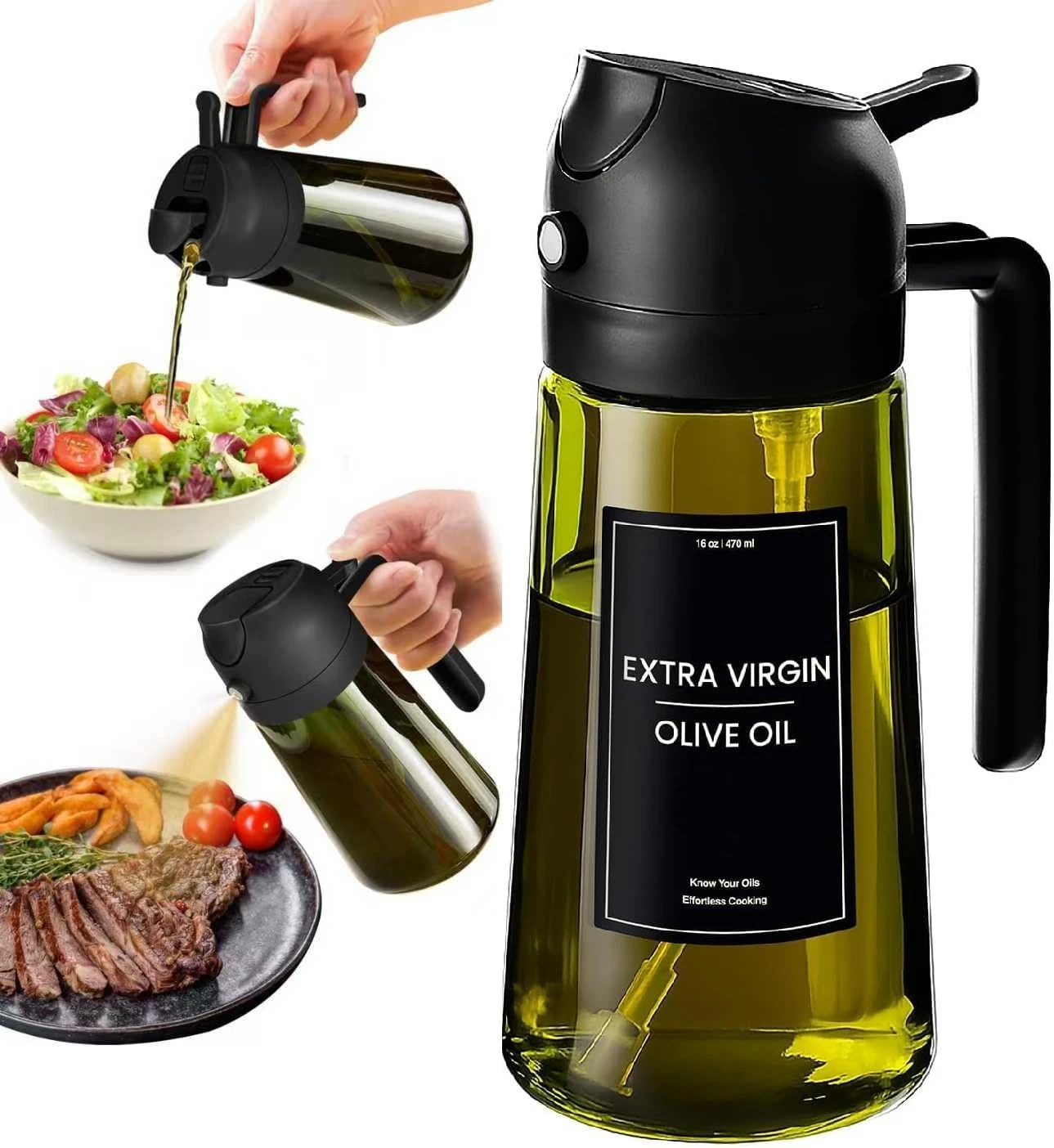 16Oz/470Ml Glass Olive Oil Sprayer for Cooking - 2 in 1 Olive Oil Dispenser for
Opens in a new windo