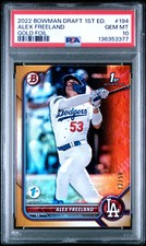2022 Bowman Draft 1st Edition Alex Freeland #194 Gold Foil 1st Bowman /50 PSA 10