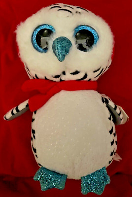 TY BEANIE BOOS ''NESTER'' - WINTER HOLIDAY Black & White OWL 6 in - MWT - Retired