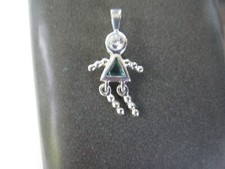 GORGEOUS  925 Sterling Silver  GIRL  MARCH BIRTHSTONE  PENDANT/CHARM  