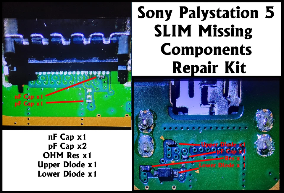 PS5 PlayStation 5 SLIM HDMI Port DIODES CAPACITORS RESISTORS COMPONENTS SMD