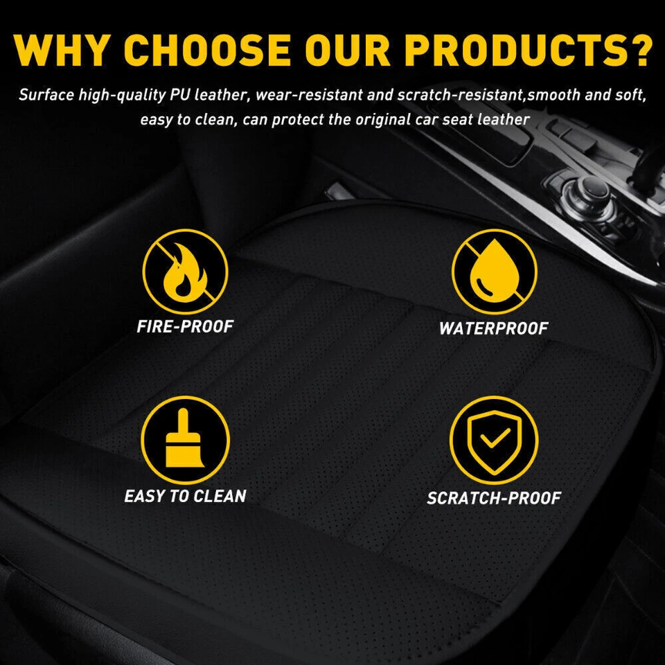 Luxury PU Leather Full Surround Car Seat Protector Seat Cover Accessories Black Foto 4 de 4