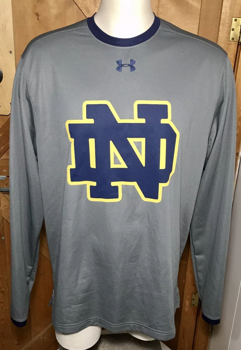 Mens Size L Under Armour Loose Heat Gear Notre Dame Football Long