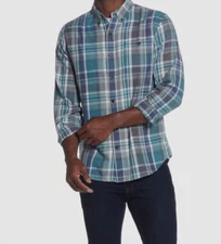 Weatherproof Vintage Men's Blue Weathered Flannel Button-Up Shirt Size XL