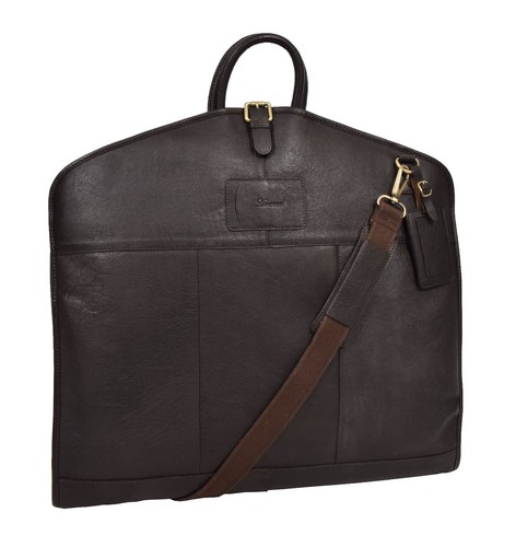 Luxury Leather Suit Carrier Bag Brown 