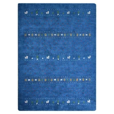 Eco-Friendly Hand Knotted Loom Silk Mix Area Rug Contemporary Blue BBLSM585