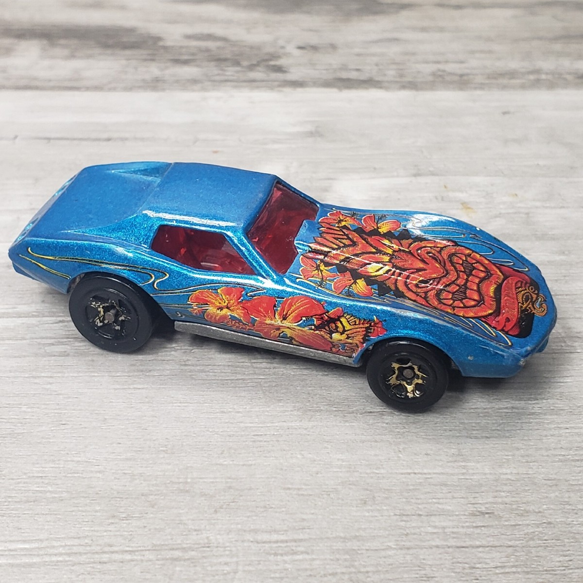 Mattel.inc 1975 トゥイーティー 香港製 Hot Wheels Tiki Corvette Stingray Vintage 1975 Blue Diecast MATTEL