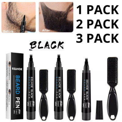 2 × Men Beard Filling Pen Hair Grower Filler Moustache Eyebrow Brush Tool Kit US