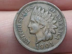 1901 Indian Head Cent Penny- XF/AU Details, 2 Diamonds