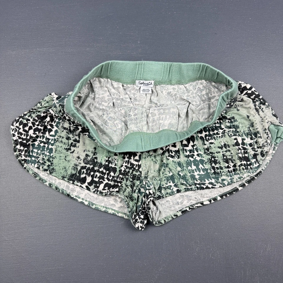 Espléndidos Pantalones Cortos de Salón Para Mujer Pequeños Verde Negro Estampado Neblina Cordón Informal Foto 2 de 4