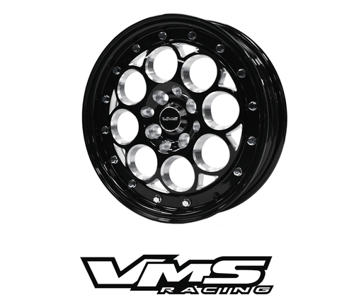 VMS Racing Polished & Black Lip Revolver Wheels Rims 15x3.5 & 15x8 4X100 +20 - Picture 3 of 4
