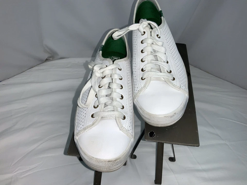 Keds Fashion Sneakers Shoes Sz 9 Women White Leather Lace Worn 2x YGI H0S-213 - Image 4 of 4
