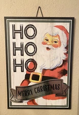 Vintage Retro Throwback Rustic Merry Christmas Santa Claus 🎅Ho Ho Ho Wall Sign