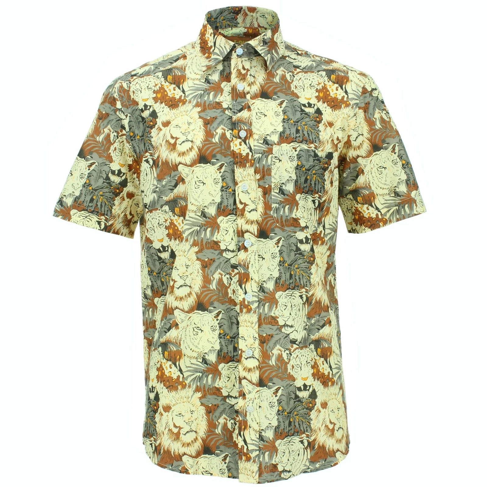 Mens Shirt Loud Originals REGULAR FIT Floral Brown Retro Psychedelic Fancy