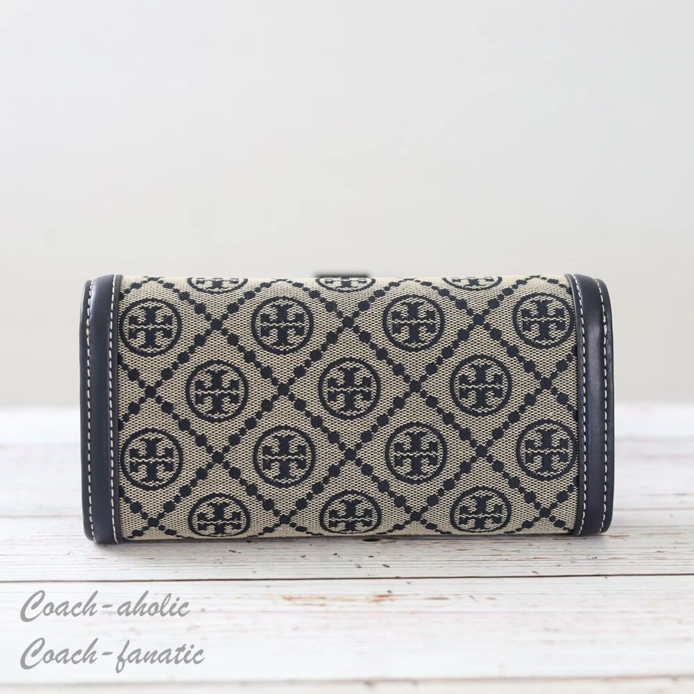 Borsa a tracolla Tory Burch T monogramma Jacquard nuova con etichette in blu navy Tory