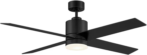 Meridian 52" Matte Black Ceiling Fan with Remote & LED Light, Frosted Glass - Picture 1 of 6
