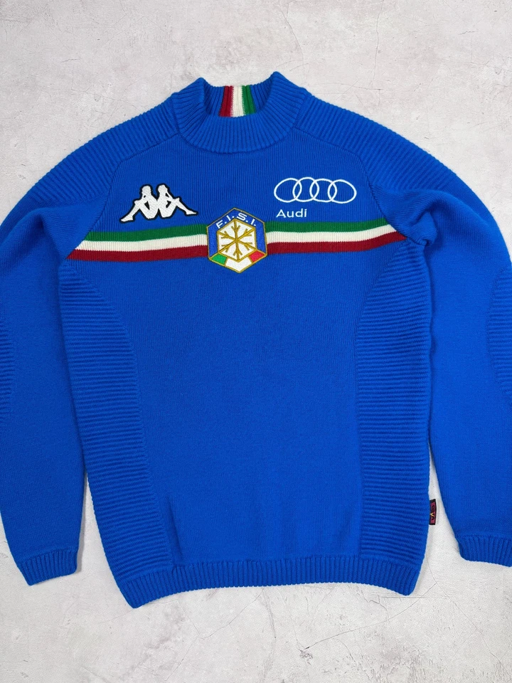 复古 F.I.S.I. 意大利奥林匹克滑雪队毛衣上衣 Kappa 尺寸 S — 第 3/4 张图片