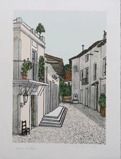 Denis-Paul NOYER: Ruelle À St Paul De Vence, LITHOGRAPHIE Originale, EA