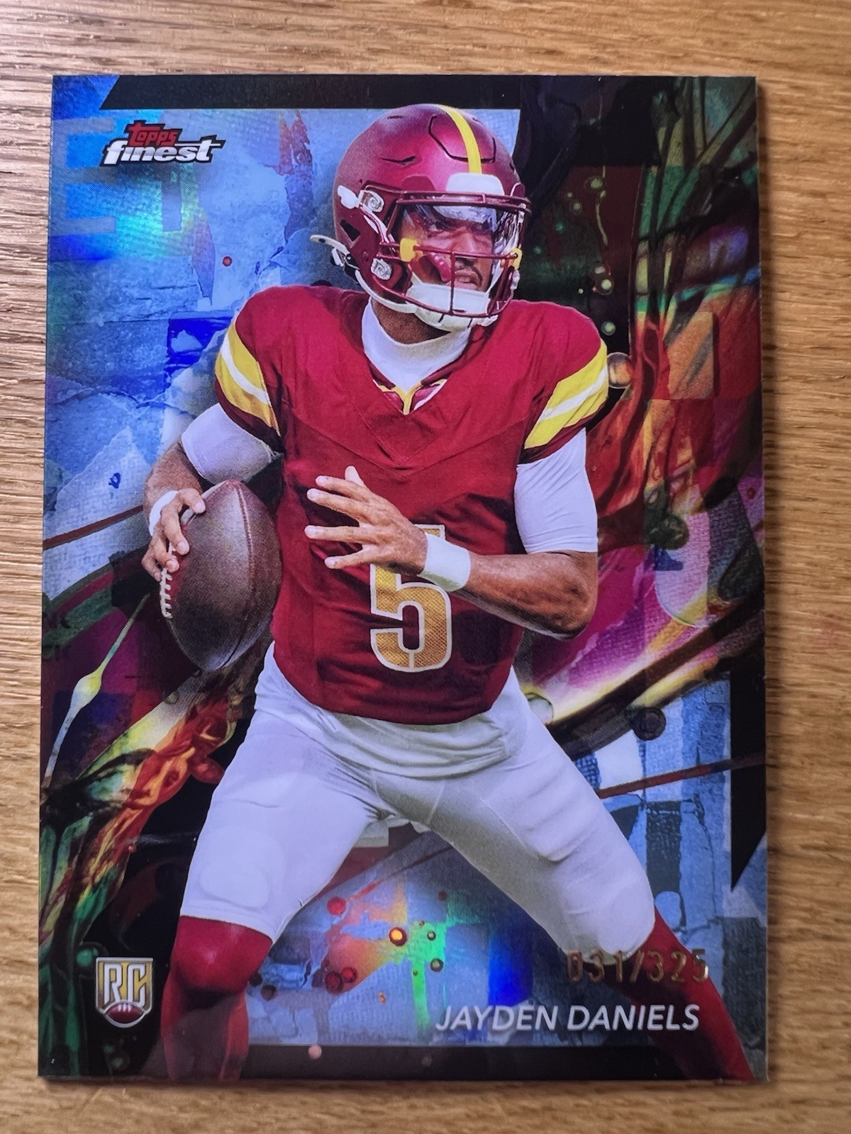 2024 Topps Finest - Common Jayden Daniels #67 Sky Blue Refractor /325 (RC)