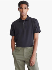 Calvin Klein Men Smooth Cotton Monogram Logo Polo Shirt Black Beauty Size XXL