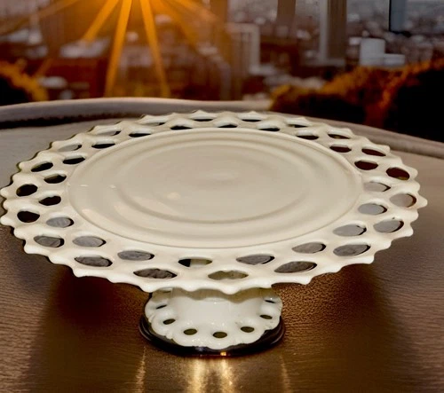Pedestal Cake Plate/Stand  - VTG Westmoreland Vintage Doric Milk Glass 11-1/4"