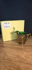 Fenton 4336 9E Carnival Glass Emerald Marigold Pansies Pitcher Creamer 4" OG Box