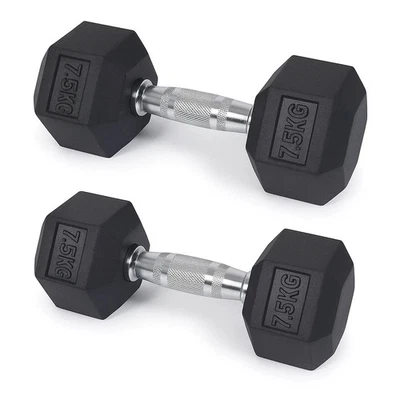 BURAKH 7,5 kg Paar Gummi Sechskant Hanteln Ergo Hand Gewichte Fitnessstudio Kraft Heimtraining