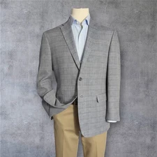 Jos. A. Bank Men's 42R Gray Linen Glen Plaid Blazer Sport Coat 2-Button Jacket