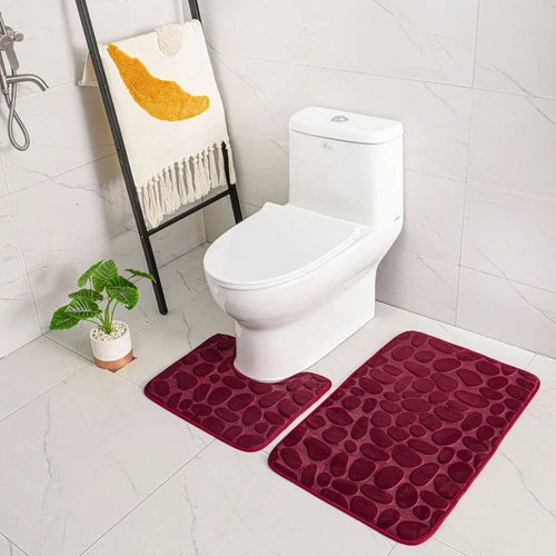 2PCS Bathroom Bath Mat Contour Rug Set Bathroom Rug Non-Slip Bathroom Shower Rug - Bild 3 von 16