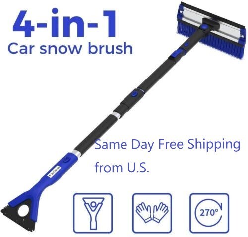 4-in-1 Extendable Snow Brush with Ice Scraper Squeegee Auto Snow Ice Removal - Bild 1 von 8