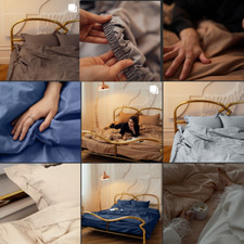 Bedding set striped 100 organic sateen with a zipper of 4 items an