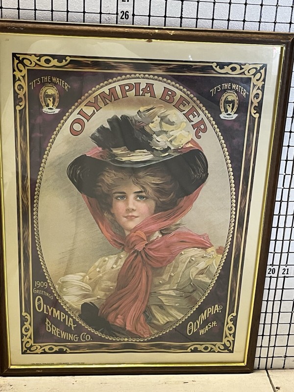 OLYMPIA BEER GIRL 1975 Poster Made In Madeira California  RARE, VERY RARE !!!