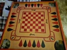  Vintage Double Sided Carrom Game Board 26x26 1970 Board only EUC 