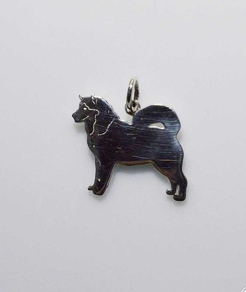 Silberner AnhäNger Mit Hundesilhouette Der Rasse Alaskan Malamute, Komplett Mit-image
