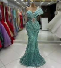 Mint Green Mermaid Evening Dresses Luxury Rhinestone Sequined Party Prom Gowns