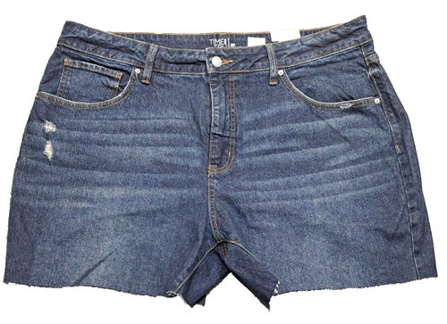 New Time & Tru Shorts Womens Sz 20 Denim Blue Jeans Distressed Stretch Cut-Offs