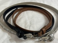 Girls 3 LOT FASHION BELT Silver Glitter, Black Patent, And Brown. S/M