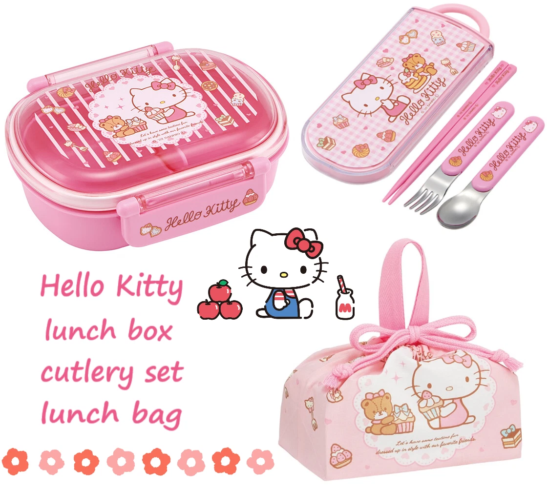Hello Kitty lunch box cutlery bag set Sanrio bento Cute Kawaii lunch  container | eBay