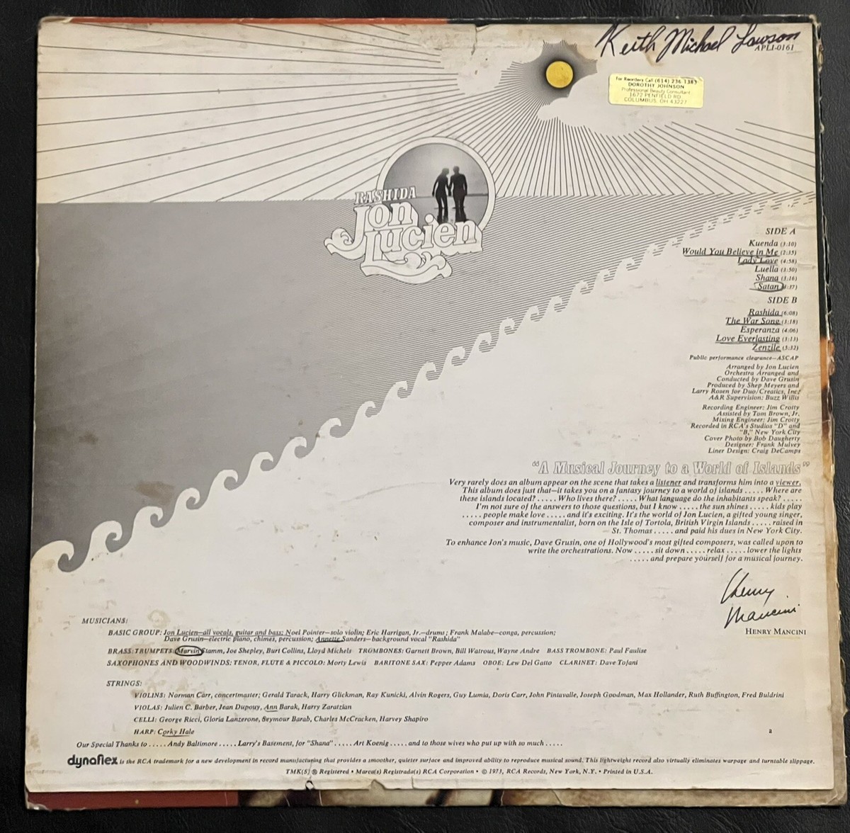 JON LUCIEN - RASHIDA - vinyl cover only. no record | eBay