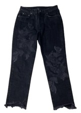 Preowned- Carmar Relaxed Fit Button Fly Laser Floral Denim Jeans Womens Sz 26