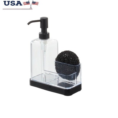 Kitchen Sink Organizer Soap Pump Dispenser W/ Sponge Holder Easy Cleaning New