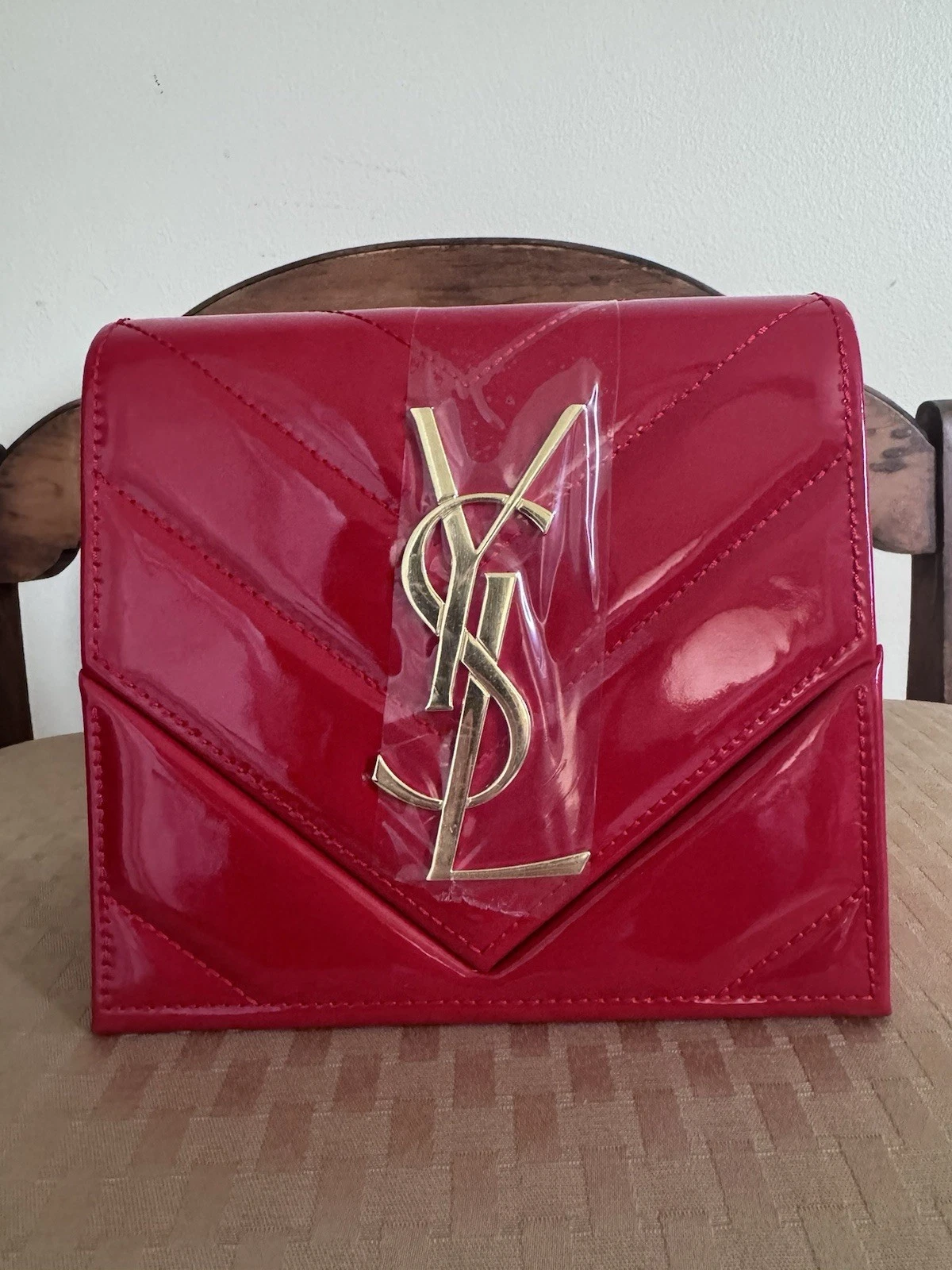 NEW YSL Red Patent Vanity Case HTF GWP Designer Logo In-Store Exclusive Gift